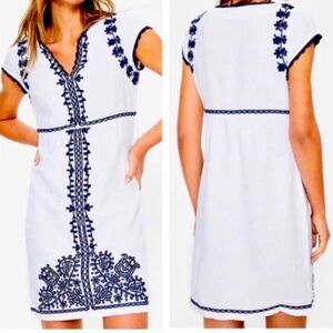Boden Bea linen embroidered dress size 10R